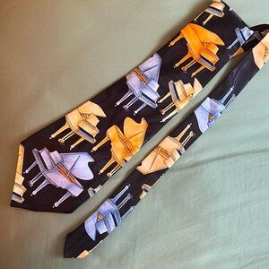 Vintage Designs by A Rogers Piano Tie for Men, Grand Piano, Pianist Music Tie